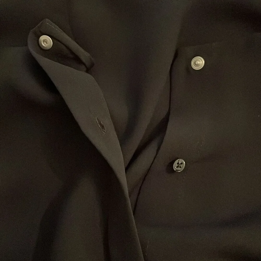 A.L.C. Black Silk Blouse Top Womens Size 4 Cut-Out Back Minimalist Dark Academia